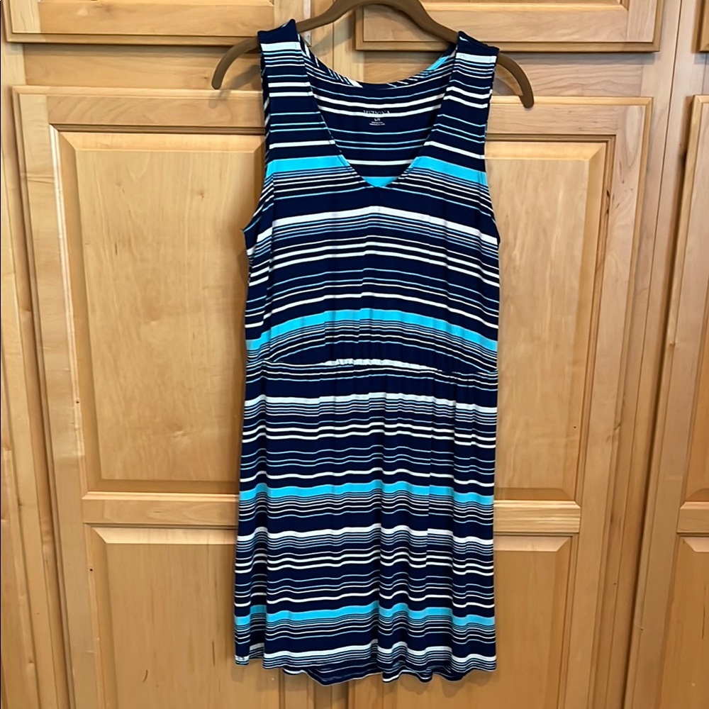 Striped Sleeveless Dress in Blue and White